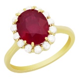 14k Yellow Gold 3.71ct Ruby 0.53ct Diamond Ring