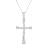 18K White Gold setting with 0.77ct Diamond Cross Pendant