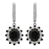 14k White Gold 7.00ct & 0.97ct Sapphire 1.01ct Diamond Earrings