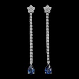 14K Gold 1.70ct Sapphire 1.15ct Diamond Earrings