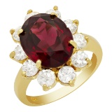 14k Yellow Gold 7.81ct Almandite Garnet 2.10ct Diamond Ring