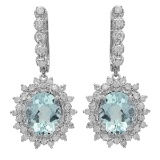 14k White Gold 6.41ct Aquamarine 1.58ct Diamond Earrings