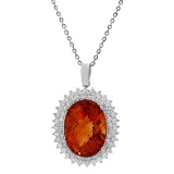 14k White Gold 28.63ct Citrine 2.18ct Diamond Pendant