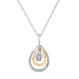 14K White and Yellow Gold Setting with 0.06ct Diamond Pendant