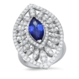 14K White Gold 1.58ct Tanzanite and 1.52ct Diamond Ring