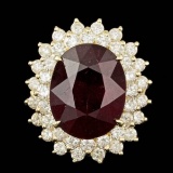 14K Yellow Gold 13.27ct Ruby and 1.96ct Diamond Ring
