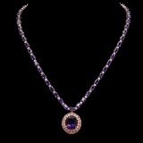 14K Gold 29.87ct Amethyst & 2.52ct Diamond Necklace