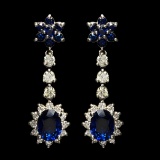 14k White Gold 3.28ct Sapphire 1.50ct Diamond Earrings