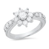 Platinum Setting with 0.27ct Pink Diamond Center and 0.95tcw Diamond Ladies Ring