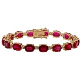 14k Yellow Gold 29.89ct Ruby 0.78ct Diamond Bracelet