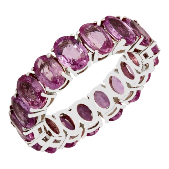 14k White Gold 10.12ct Pink Sapphire Eternity Band Ring