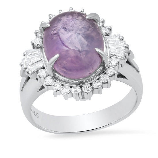 Platinum Setting with 5.15ct Star Sapphire and 0.46ct Diamond Ladies Ring