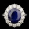 14K White Gold 5.32ct Sapphire and 1.48ct Diamond Ring