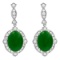 14k White Gold 12.56ct Jade 1.68ct Diamond Earrings