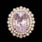 14K Rose Gold 13.72ct Kunzite and 1.86ct Diamond Ring