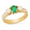 14K Yellow Gold Setting with 0.60ct Emerald and 0.90ct Diamond Ring