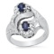 14K White Gold Setting with 0.66ct Sapphire and 0.45ct Diamond Ladies Ring