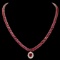 14K Yellow Gold 55.35ct Ruby and 1.20ct Diamond Necklace