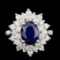 14K White Gold 1.96ct Sapphire and 1.20ct Diamond Ring