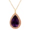 14k Yellow Gold 52.12ct Amethyst 2.12ct Orange Sapphire 1.68ct Diamond Pendant