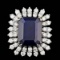 14K White Gold 13.69ct Sapphire and 2.44ct Diamond Ring