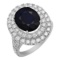 14k White Gold 11.11ct Sapphire 1.68ct Diamond Ring