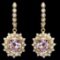 14K Yellow Gold 8.66ct Kunzite and 1.68ct Diamond Earrings