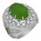 14k White Gold 9.31ct Jade 0.60ct Emerald 1.94ct Diamond Ring