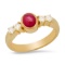 18K Yellow Gold Setting with 0.89ct Ruby and 0.30ct Diamond Ladies Ring