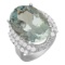14k White Gold 14.59ct Aquamarine 1.20ct Diamond Ring