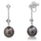18K White Gold Setting with 10mm Tahitian Pearl and 0.10ct Diamond Earrings
