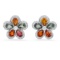 14K White Gold 9.08ct Multi-Colored Sapphire and 2.49ct Diamond Earrings