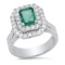 14K White Gold Setting with 1.15ct Emerald and 1.48ct Diamond Ladies Ring