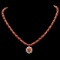 14K Gold 31.07ct Coral & 2.79ct Diamond Necklace