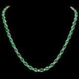 14K Yellow Gold 31.94ct Emerald and 1.68ct Diamond Necklace
