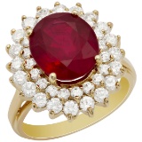14K Gold 5.77ct Ruby and 1.46ct Diamond Ring