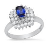 Platinum Setting with 0.34ct Sapphire and 0.50ct Diamond Ring