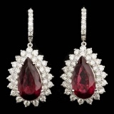 14k 14.31ct Tourmaline 5.39ct Diamond Earrings