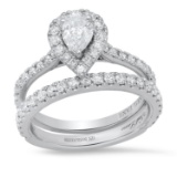 14K White Gold Two Ring Bridal Set with 0.62ct Center Diamond and 1.82tcw Diamond Ring