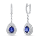 18K White Gold Setting with 2.40ct Sapphire and 0.75ct Diamond Earrings