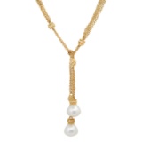 14K Gold 13mm South Sea Pearl & 0.75ct Diamond Scarf Necklace