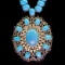96.03ct Turquoise, 3.13ct Sapphire 1.78ct Diamond Necklace