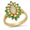 14K Yellow Gold Setting with 0.60ct Opal, 0.45ct Emerald and 0.36ct Diamond Ring