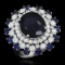 14K White Gold 10.12ct Sapphire and 2.26ct Diamond Ring