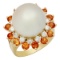 14k Yellow Gold 14mm Pearl 1.74ct Sapphire 0.72ct Diamond Ring