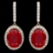 14K Yellow Gold 12.60ct Ruby and 1.00ct Diamond Earrings