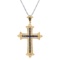 14K Yellow Gold Setting with Platinum Chain and 2.39ct Sapphire and 1.42ct Diamond Cross Pendant