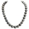 12-14.5mm Natural Black Pearl Necklace