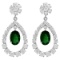 14k White Gold 5.91ct Emerald 7.10ct Diamond Earrings