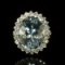 14K White Gold 12.02ct Aquamarine 1.65ct Diamond Ring